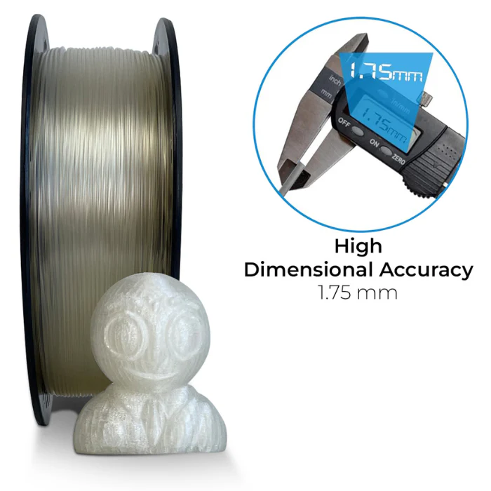 1.75MM Premium HS PLA 3d Printer Filament 1 KG - Clear Glass Colour - Image 2