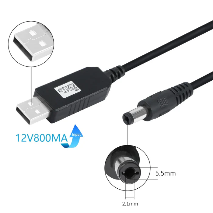 1m Wire 5V 2A to 9V 1A USB Booster Cable DC5.5*2.1MM without LED - Image 4