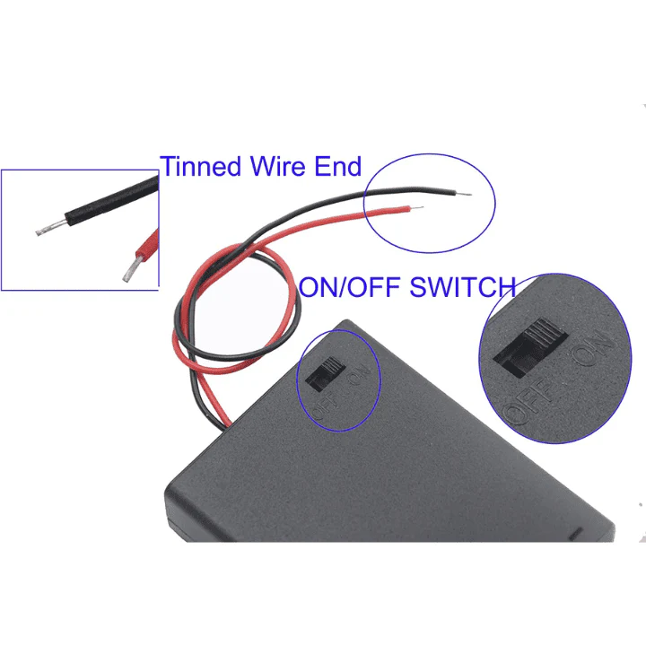4 x 1.5V AA battery holder with cover and On/Off Switch - Image 6