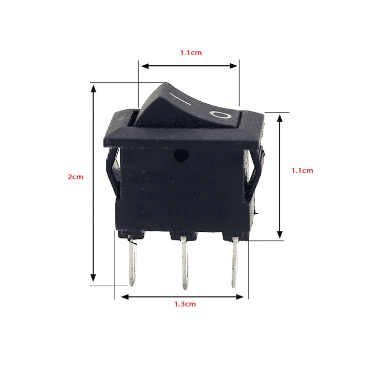 6 A 250V 3 pin SPDT ON-OFF Rocker Switch (JL MRS 102 BK) - Image 6