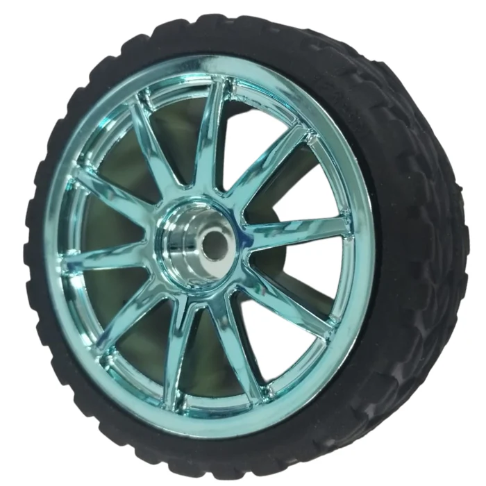 65mm Robot Smart Car Rubber Wheel Light Blue Color - Image 3