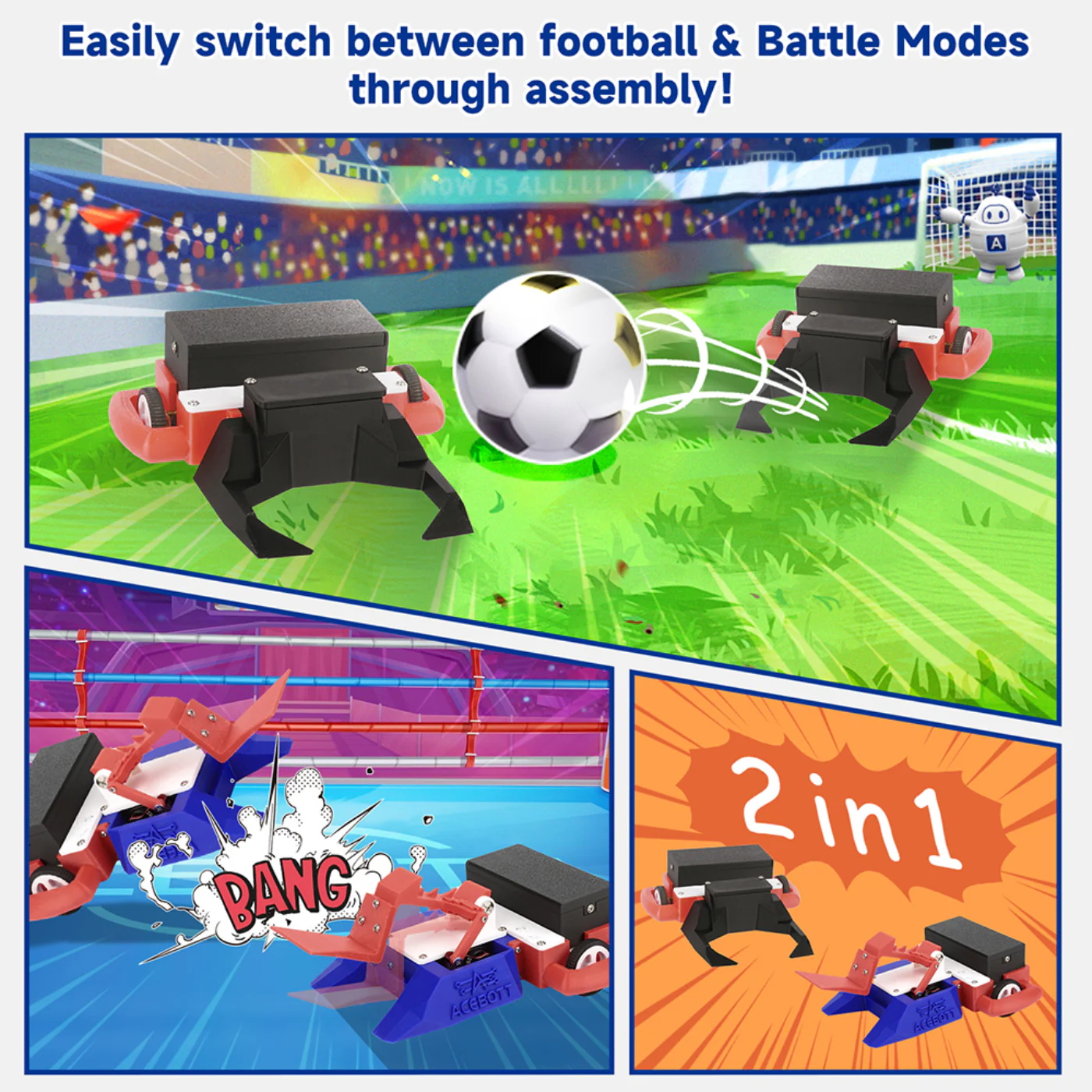ACEBOTT QD028 ESP32 2-in-1 Football & Battle Car Robotics Kit - Image 2