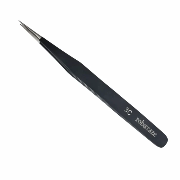 Robocraze Black Epoxy Coated Stainless Steel Tweezer 3C - Image 5