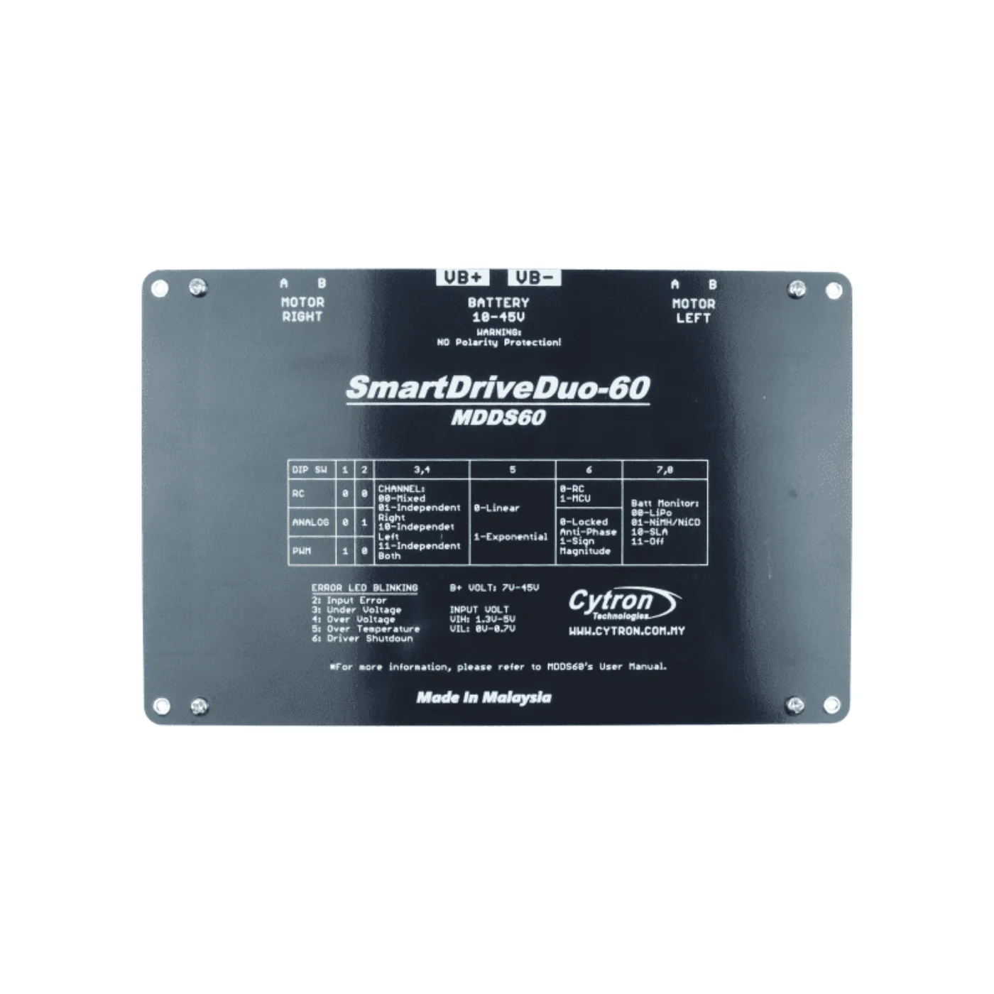 Cytron SmartDriveDuo-60A 7V-45V DC Motor Driver - Image 3