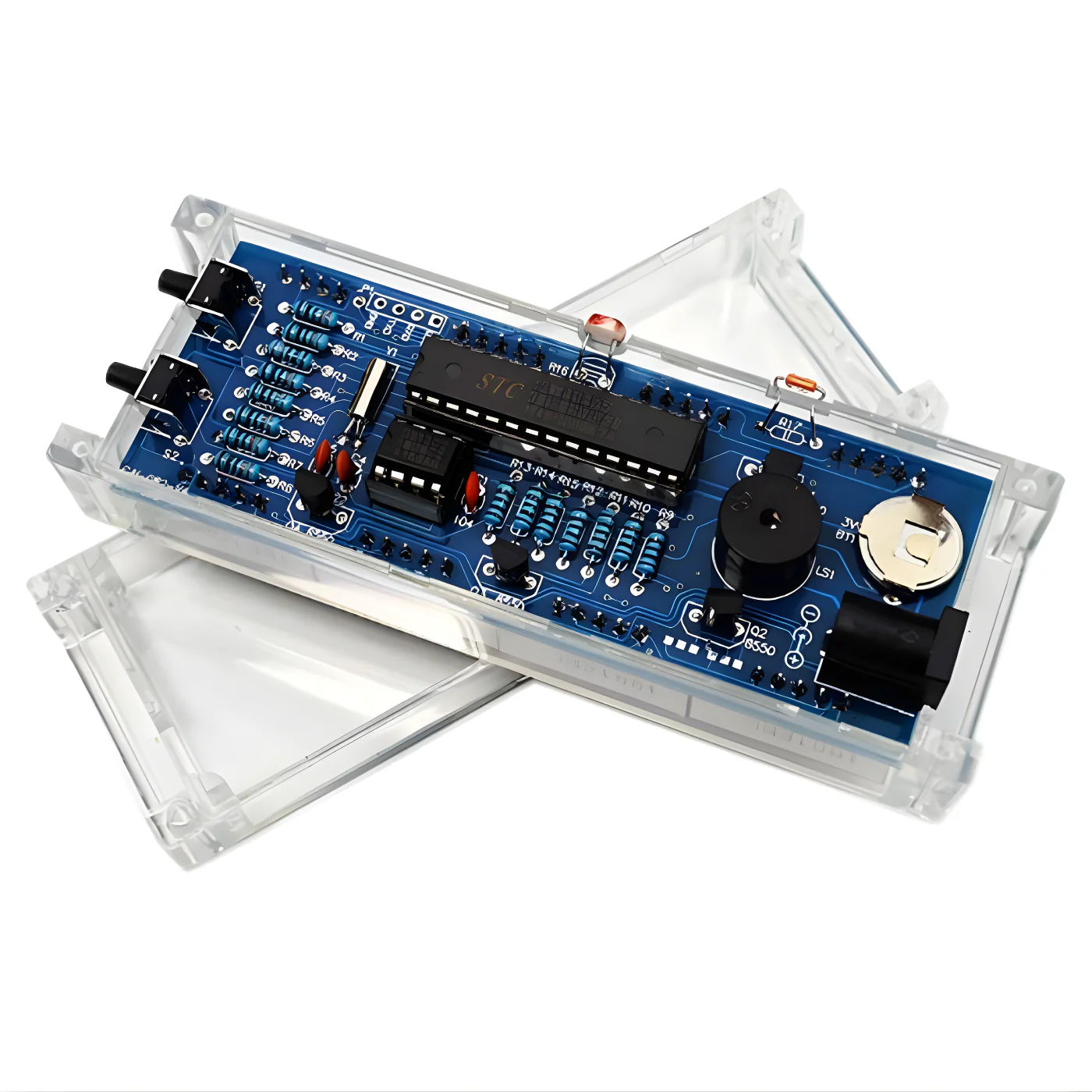 DIY 1-Inch LED Electronic Clock Kit (White) – Light-Control MCU Display Set with Enclosure - Image 3