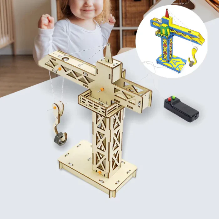 DIY Wooden Crane Tower Science Experimental Stem Kit for Kids - Image 3