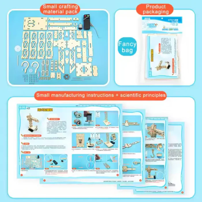 DIY Wooden Crane Tower Science Experimental Stem Kit for Kids - Image 5
