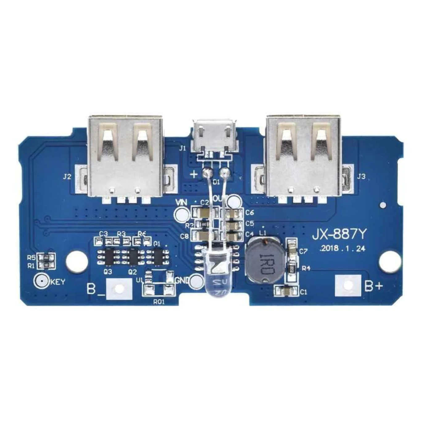 Dual Micro USB 18650 LiPo DIY Power Bank Module (3.7V to 5V, 2A Output) - Image 4