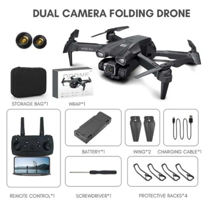 H66 Mini 4K HD Dual-Cam Foldable RC Drone Optical Flow Air Pressure Quadcopter Kits - Image 4