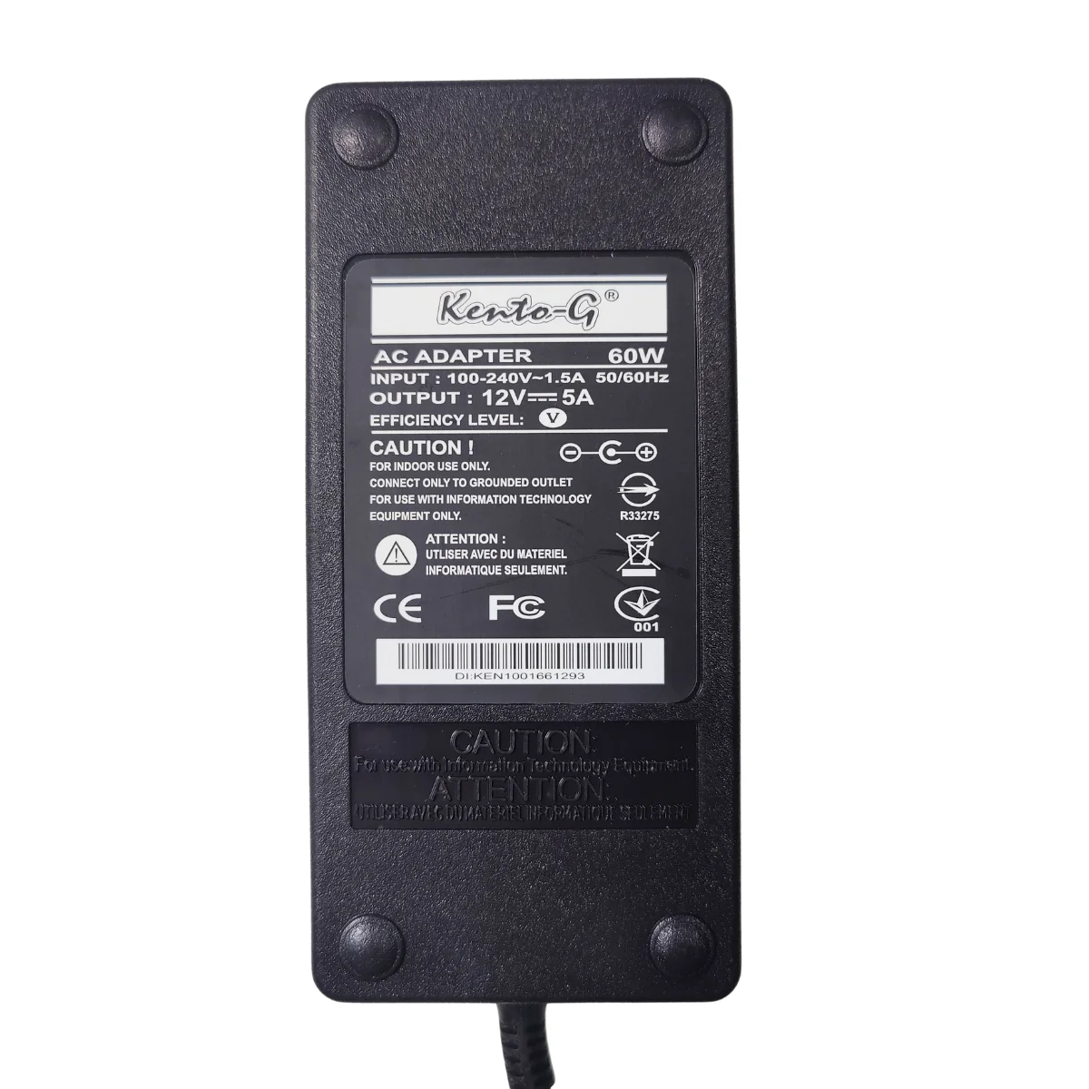 Kento-G 12V Power Adapter 5A 60W with 5.5mm DC Plug Standard AC to DC Power Supply - Image 3