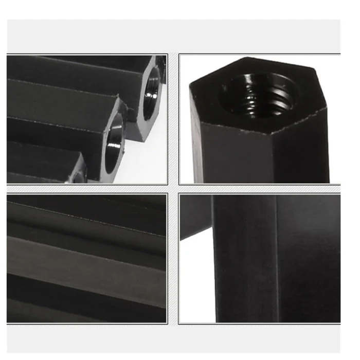 M3*9MM Black Nylon Double Pass Hexagonal Column Isolation Column (Pack of 10) - Image 3