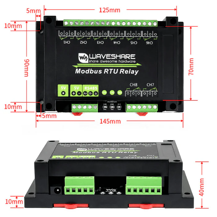 Waveshare Modbus RTU 8 Channel Relay Module RS485 - Image 8