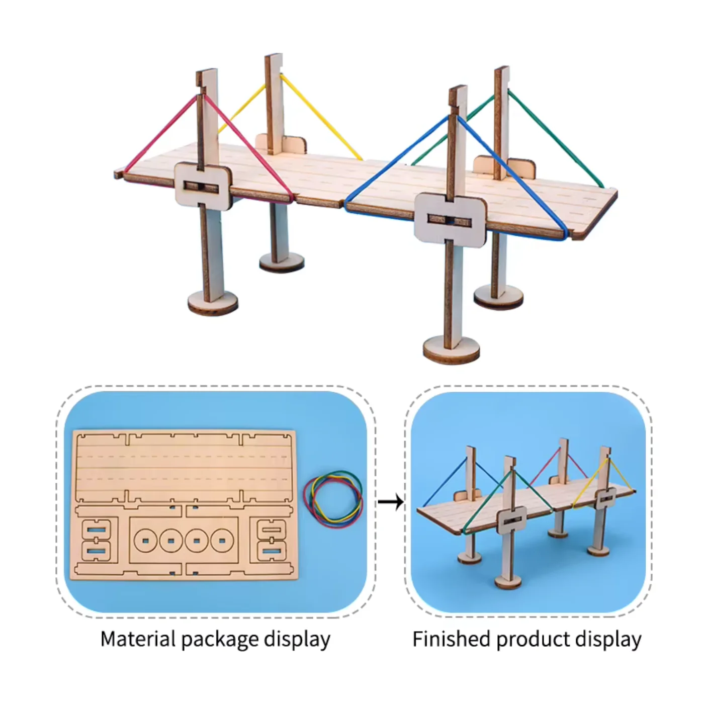 Pludo STEM Kit Cable Bridge Project – Concepts of String & Tension for Kids 3–5 | Mont-2 DIY Puzzle Toy - Image 4