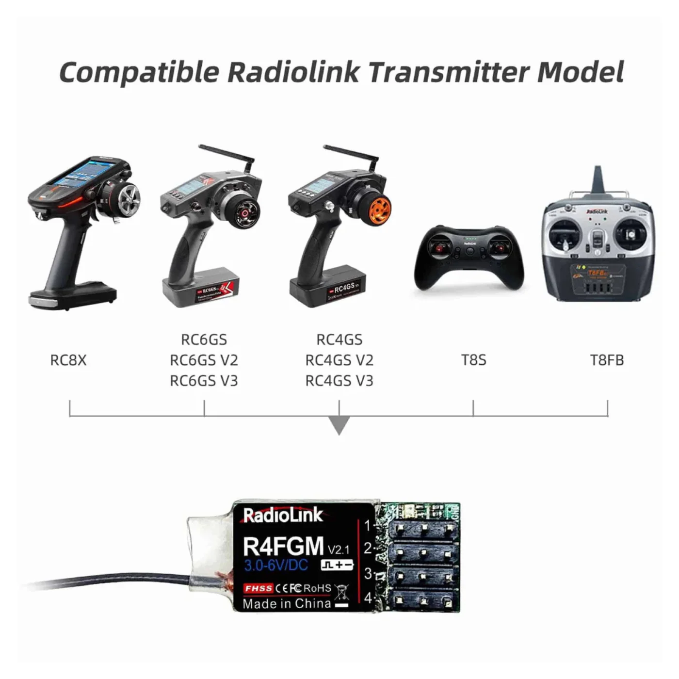 Radiolink R4FGM 2.4GHz Long Range 4 Channel RC Receiver for RC Car with Gyro - Image 3