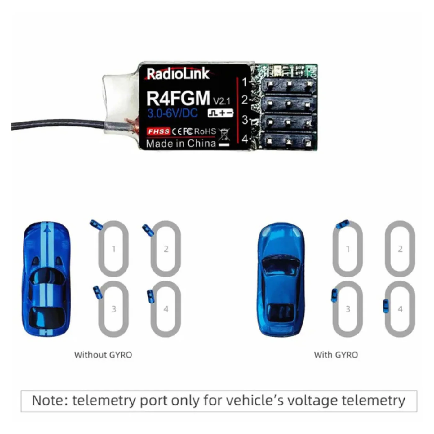 Radiolink R4FGM 2.4GHz Long Range 4 Channel RC Receiver for RC Car with Gyro - Image 5