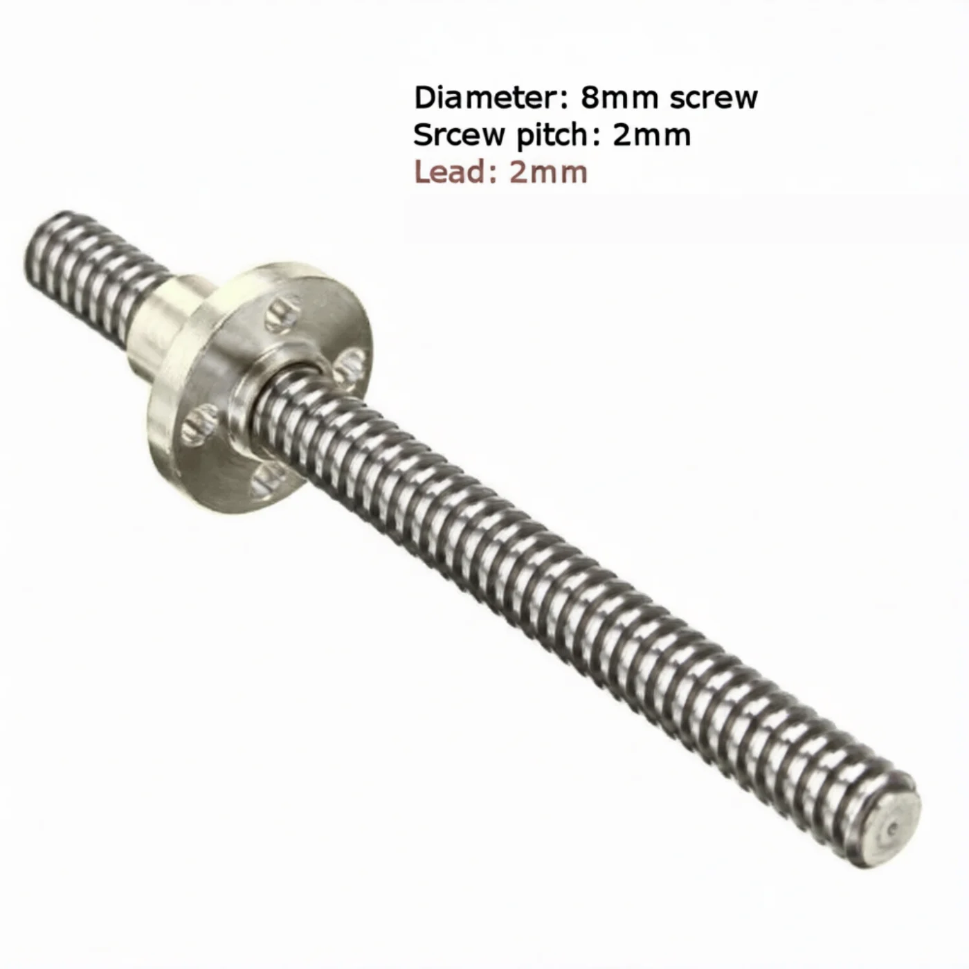 Trapezoidal Screw 500mm rod with Copper Nut - Image 3